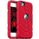Grifobes for iPod Touch 7th Generation Case, iPod Touch 6th / 5th Generation Case, 3-in-1 Heavy Duty Shockproof Rugged Protective Cover for iPod Touch 7 / 6 / 5 Case for Kids Boys Children (Red+Black)