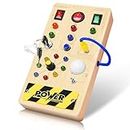 SHARKWOODS Toddler Busy Board, Montessori Toys for Baby, Wooden Sensory Toys with LED Light Switches, Sensory Toys Light Switch Toys Travel Toys for Boys&Girls Gift(LED)