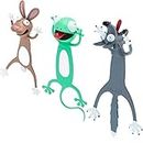 3 Pezzi Segnalibro Animale del Fumetto 3D Segnalibro Animale Stravagante Segnalibro Animale in PVC 3 Cancelleria di Simpatici Animali Schiacciati per Bambini, Lettura Regali, Bomboniere