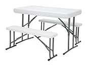 Urbancart® Portable HDPE Patio Folding Table with 2 Bench and Adjustable Height for Indoor, Outdoor, Picnic, Party, Camping (1 Meter)