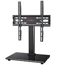 Perlegear Universal Table Top Pedestal TV Stand for 26"-55" LED Plasma Flat Curved Screens, Height Adjustable TV stand with Tempered Glass Base & Cable Management, Holds 40 KG Max.VESA 400x400mm