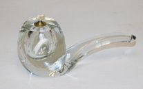 ART GLASS OIL BURNER PIPE SHAPED CLEAR WITH BUBBLES