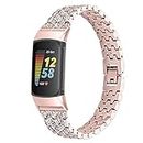 intended for Fitbit Charge 5 Bands Women&Men, Replacement Stainless Steel Strap/Bracelet/Wrist Band Accessories intended for Charge 4 Women (PInk)