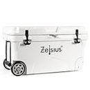 Zelsius Kühlbox 50 Liter mit Räder | Coolbox | Fahrbare Cooling Box ideal für Auto Camping Urlaub Angeln Freizeit Outdoor | Thermobox für Warm und Kalt (weiß)