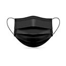 SD Ships from Canada- Pack of 100 Black Disposable Face Masks, 3-Ply, Ear Loop -Ships from Canada - in Stock (Black)