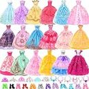 BARWA 10 Pcs Dresses with 17 Accessories Handmade Doll Clothes Wedding Gowns Party Dresses for Barbie Dolls (C: 10 Pcs Dresses + 17 Accessories)