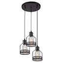 WgGUIF Chandeliers,Retro Wrought Iron Industrial Chandelier,Used for Three-Head Chandelier in Dining Room,Living Room,Bedroom,Study,Bar Counter d/Black/Section