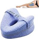 Haundry Knee Pillow Leg | Memory Foam Wedge Pillow | Leg Pillows for Sleeping,Leg Pain, Knees Pain, Joints Pain & Pregnancy Bed Leg Cushion for Side Sleepers (Blue)