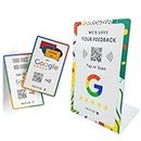 REVUZ Google Review Card and Standee Duo with NFC and QR | UV Printed | Tap or Scan | Acrylic Standee and PVC Card | Zero Hassle Self Setup (Combo) (White)