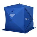 Outsunny Ice Fishing Shelter Insulated Waterproof Portable for Outdoor 4 Person Tent Fiberglass in Blue | 70.9 H x 70.9 W x 80.7 D in | Wayfair