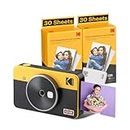 KODAK Mini Shot 2 Retro 4PASS 2-in-1 Instant Camera and Photo Printer (2.1x3.4 inches) + 68 Sheets Bundle, Yellow