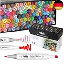 100 Farben Marker Stifte Set, Graffiti Stift, Copic Marker Set mit Doppelter
