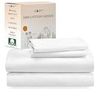 California Design Den Soft 100% Cotton Sheets King Size Bed Sheets Set with Deep Pockets, 4 Piece King Bedding Set for White Sheets, Cooling Sheets with Sateen Weave (White)