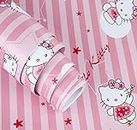 wolpin Wall Stickers Wallpaper for Kids Room (45 x 500 cm) Cute Cats Girls Bedroom Baby Decoration Wardrobe Furniture Decoration Self Adhesive Waterproof DIY, Peppy Pink