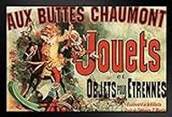 Jules Cheret Aux Buttes Chaumont Jouets 1885 Vintage French Department Store Toy TV Show Ad Black Wood Framed Art Poster 20x14