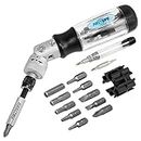 FIRSTINFO H5192 High Torque Ratchet Screwdriver, Heavy Duty Nut Screwdriver, 5-Way Works, All 15 Bits Including Bits for Repairing Watches and Glasses