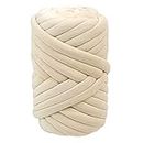 Casaphoria Chunky Yarn for Hand Knitting Blanket,Super Soft Giant Yarn for arm knitting,DIY Yarn Blanket for Pet Bed,Bulky Yarn Cotton Tube for Pillow,Bulky Yarn for Arm Knitting(Beige,2Lbs)