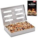 Räucherphorie Räucherbox Edelstahl - Robuste Smoker Box + E-Book mit den leckersten Rezepten - Grill Räucherbox universal als Räucherbox Gasgrill oder Räucherbox Holzkohlegrill