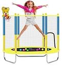First Play 55 inch Trampoline with Basketball Hoop & 10 Balls I with Safety Net & U-Shape Legs |Kids Trampoline I Indoor & Outdoor Trampoline | Powerful Loading Capacity 120KG