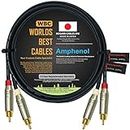 0.5 Meter – Directional High-Definition Audio Interconnect Cable Pair Custom Made by WORLDS BEST CABLES – Using Mogami 2549 Wire and Amphenol ACPR Die-Cast, Gold Plated RCA Connectors