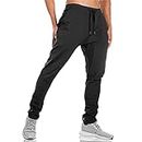 BROKIG Mens Jogger Sport Pants, Casual Gym Workout Sweatpants with Double Pockets (Medium, Black)