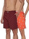 XYXX Men's Super Combed Cotton Boxer Shorts Elasticated Waist Pack of 2 (L; Orange Zest + Starry Maroon)