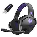 NUBWO G06 Wireless Gaming Headset with Microphone for PS5, PS4, PC, 100-Hr Wireless Controller & Switch, Gaming Headphones with Three Connection Modes (Purple)