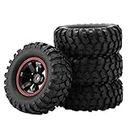 KIMISS 1 10 Rc Truck Wheels 12Mm Hex Traxxas Slash 4X4 Tires Plastic Rubber 4Pcs 6 Holes Wheel Tyres Rubber Tires With Hubs For 1 10 Scale Rc Crawler Off Road Truck Car