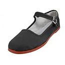 Shoes 18 Womens Cotton China Doll Mary Jane Shoes Ballerina Ballet Flats Shoes 11 Colors (8, 114 Black Canvas)