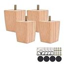 Height Sofa Legs Wooden Furniture Legs,Set of 4 Wood Sofa Legs Solid Replacement Furniture Legs Armchair Cabinet Feet M8 Bolt with Mounting Plate & Screws for Ottoman Couch Dresser (6CM)