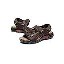 AQQWWER Sandales Hommes Men's Sandals Leather Design Breathable Summer Soft Sole Non-Slip Outdoor Beach Comfortable Beach (Color : Dark brown, Size : 5.5)