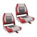 Deckpro Economy Low Back Boat Seat, Fold-Down Fishing Boat Seat Gray/Charcoal/Red (2 Seats)