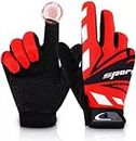 SHIFTER Polyester Biker Hand Gloves For Riding Bikes/Motorcycles/Cycles/Sports Gloves (Red, Cycling)