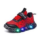 LSCBZS Toddler Kids Light Up Shoes LED Luminous Trainers Mesh Breathable Walking Sneakers for Boys Girls, Red C, 11 US Little Kid