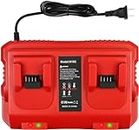18V Rapid Charger Replacement for Milwaukee M18 Battery Charger Station 2Ports 48-59-1802 Compatible with Milwaukee M-18 Battery 48-59-1812
