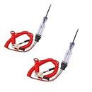 Accfore Test Light Automotive,2 Pcs 6V-12V-24V Circuit Tester,ABS Handle Material,Long Steel Probe Coating PU and Alligator Clip for Sedan, SUV, RV, Truck (Red)
