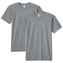 American Apparel Shirts de survêtement à Manches Courtes et col Rond Tri-Blend, Gris athlétique (Lot de 2), L Mixte