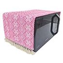 WWW.THROWPILLOW.IN Pink Aztec Printed Microwave Oven Cover with Tassel Lace - Modern Design Kitchen Appliance Cover - Fits 25Ltr Capacity Microwave (25L- 40x120cm, Pink)