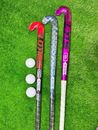 FIELD HOCKEY STICK TRIO WITH BALL ( MULTI-COLOURS) SIZES 36.5-37.5 SKT