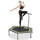 ONETWOFIT 48" Silent Mini Trampoline with Adjustable Handle Bar Fitness Trampoline Bungee Rebounder Jumping Cardio Trainer Workout for Adults or Kids OT064