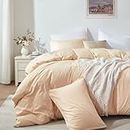 Cosybay Beige Duvet Cover Queen Size- Soft Queen Duvet Cover Set, 3 PCS- 1 Duvet Cover (90”x90”) with Zipper Closure and 2 Pillow Shams- Machine Washable
