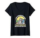 Womens Cat Programmer Programming Coder Coding Computer PC IT Gift V-Neck T-Shirt