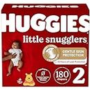 HUGGIES Diapers Size 2 - Huggies Little Snugglers Disposable Baby HUGGIES Diapers, 180ct, One Month Supply