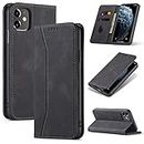 UEEBAI Wallet Case for iPhone 6 iPhone 6S, Premium PU Leather Case Vintage Matte Wallet Flip Cover [Card Slots] [Magnetic Closure] Stand Function Folio Shockproof Full Protector - Black