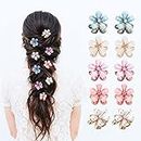10 Pcs Mini Cute Flower-Shaped Hair Clips for Girls, Multicolor Crystal Hair Barrettes for Long Braid Hairstyles, Pearl Hairpin for Women Hair Accessories (10 Pcs- Mix Color)