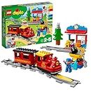 LEGO DUPLO Dampfeisenbahn, Eisenbahn-Spielzeug Steinen mit Tierfigur, Zug-Spielzeug für Jungen und Mädchen, mit Licht & Geräuschen sowie Push-&-Go-Motor, Geschenk für Kinder ab 2 Jahren 10874