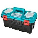 TOTAL Tool Box, 17-in. Plastic Storage Toolbox, Maximum Load 15kg, Lockable Multi Function Tool Organizer