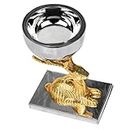 Pure Source (India) Aluminium Sitting Deer Bowl Showpiece for Home/Office Decor and Gift (L- 15.5CM) (Sliver &Gold)