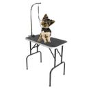 32" Large Pet Grooming Table Folding Dog Cat Table w/Arm/Noose/Mesh Tray Black