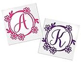 Letter Decal with Flower Border for Cup, Car, Planner, Laptop, Your Choice of Color & Style | Decals by ADavis